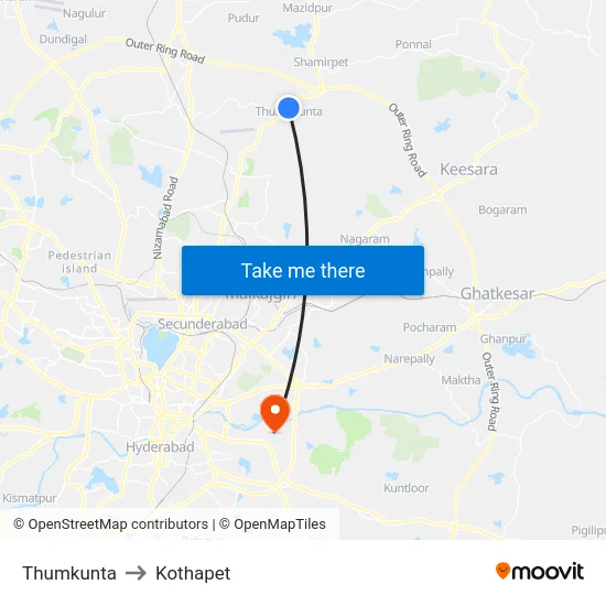 Thumkunta to Kothapet map