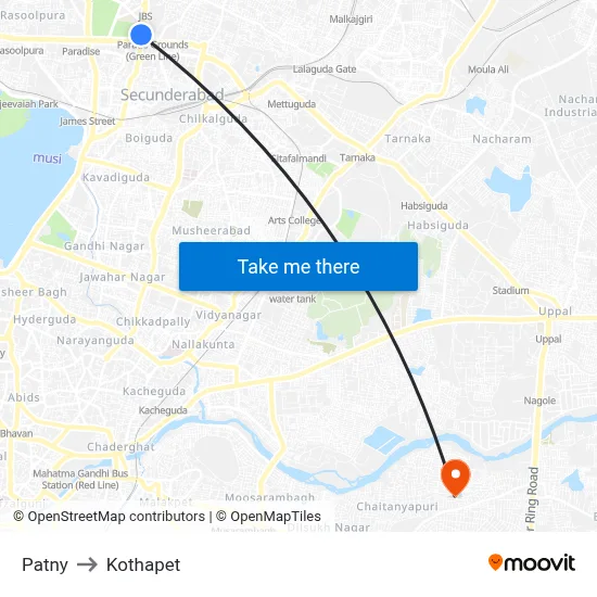 Patny to Kothapet map