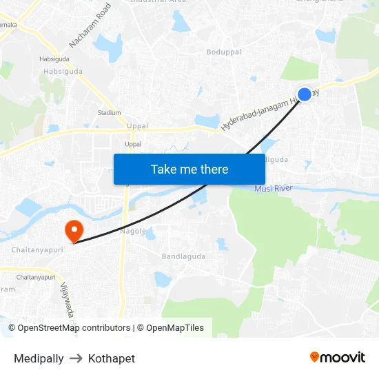 Medipally to Kothapet map