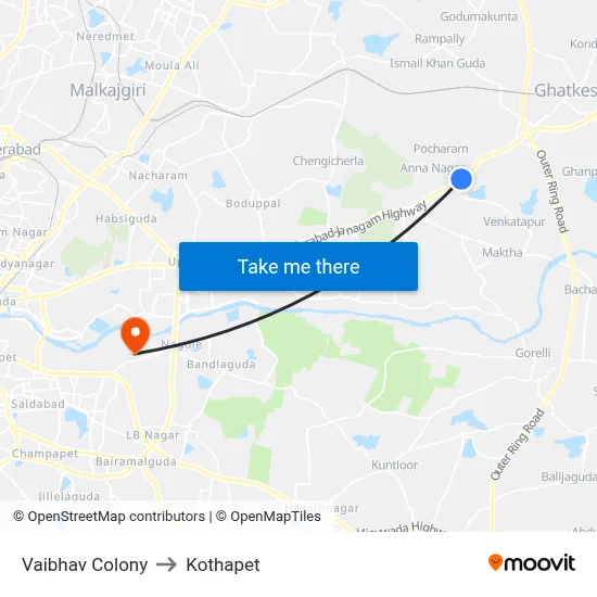 Vaibhav Colony to Kothapet map