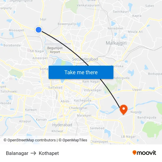 Balanagar to Kothapet map