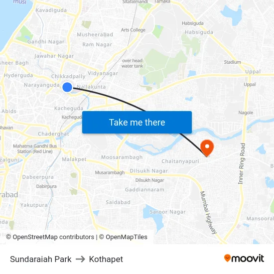 Sundaraiah Park to Kothapet map