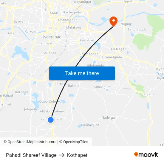 Pahadi Shareef Village to Kothapet map