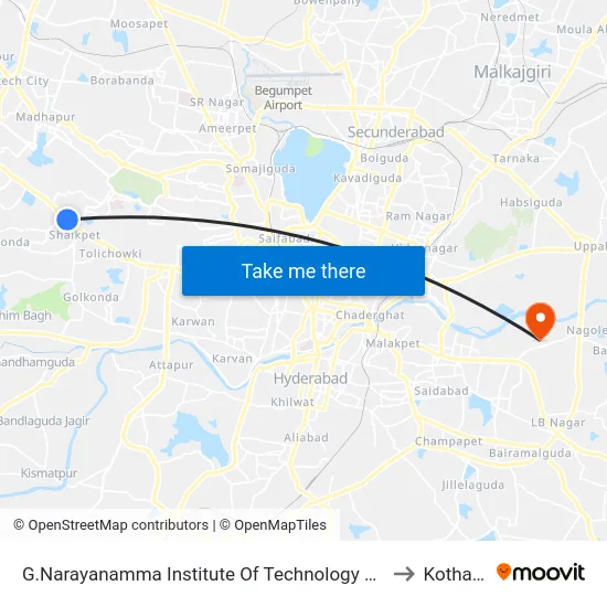 G.Narayanamma Institute Of Technology & Science to Kothapet map