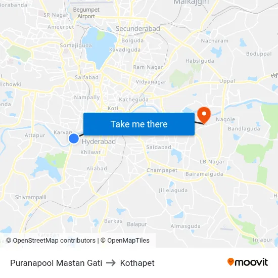 Puranapool Mastan Gati to Kothapet map