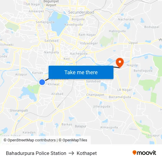 Bahadurpura Police Station to Kothapet map