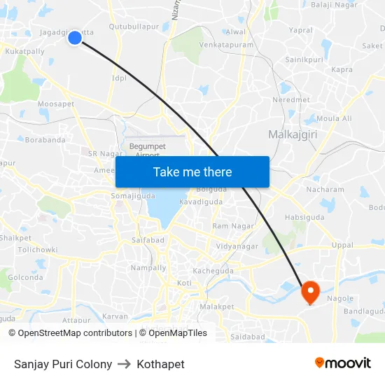 Sanjay Puri Colony to Kothapet map