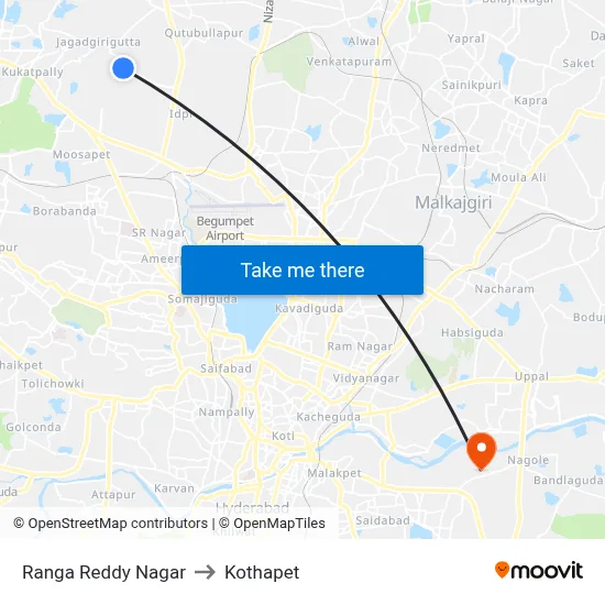 Ranga Reddy Nagar to Kothapet map