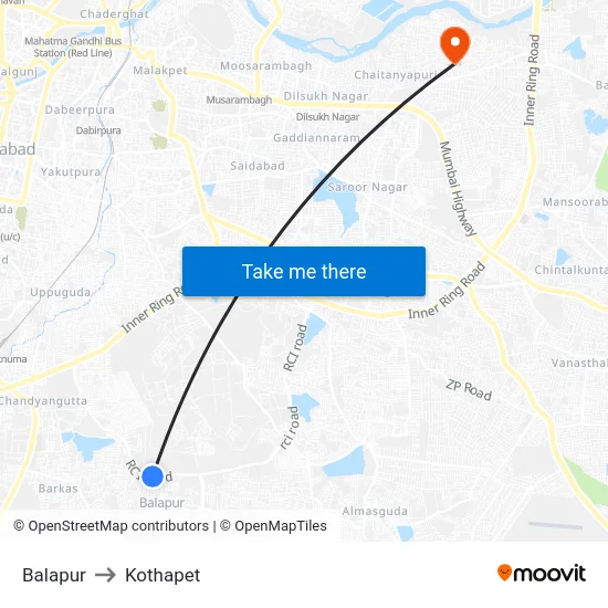 Balapur to Kothapet map