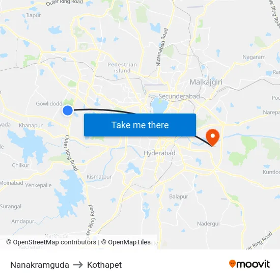 Nanakramguda to Kothapet map
