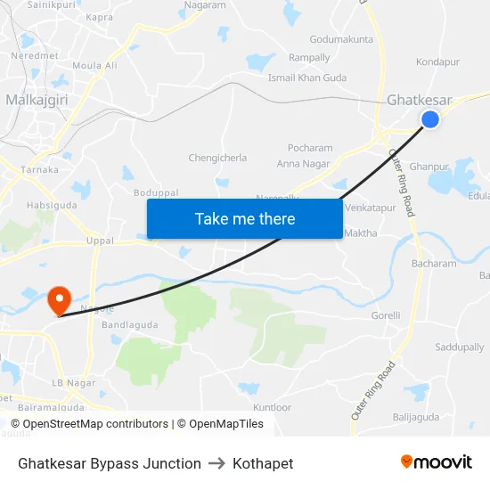 Ghatkesar Bypass Junction to Kothapet map