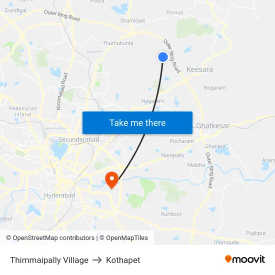 Thimmaipally Village to Kothapet map