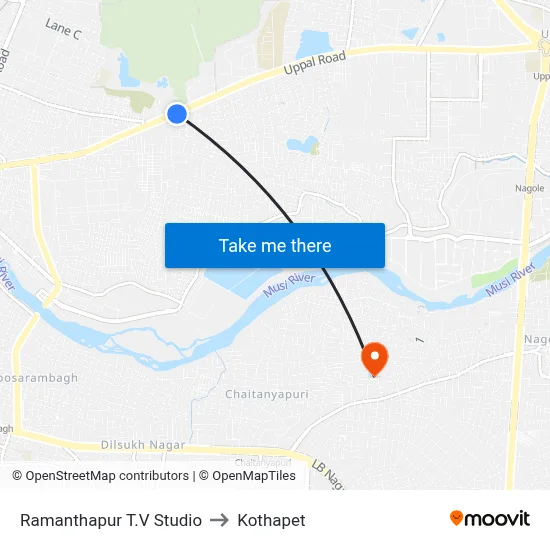 Ramanthapur T.V Studio to Kothapet map