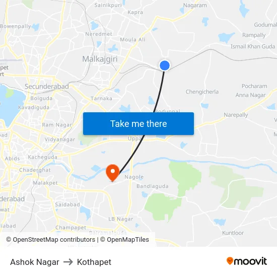 Ashok Nagar to Kothapet map