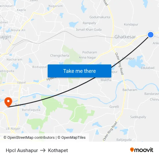 Hpcl Aushapur to Kothapet map