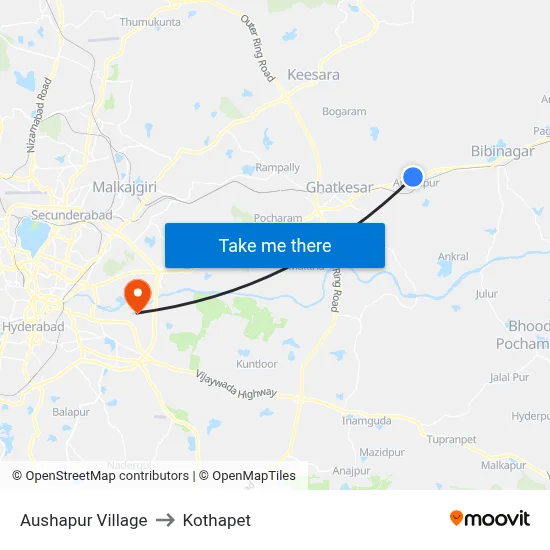 Aushapur Village to Kothapet map