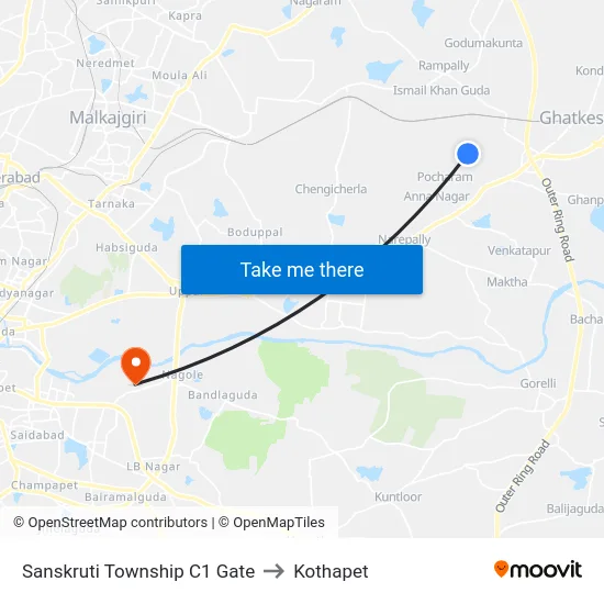 Sanskruti Township C1 Gate to Kothapet map