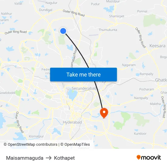 Maisammaguda to Kothapet map