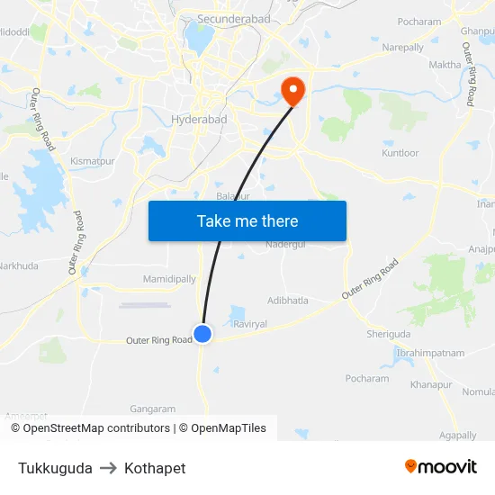 Tukkuguda to Kothapet map