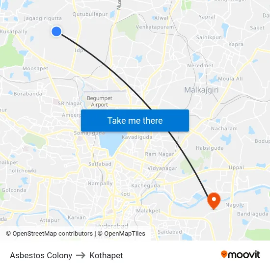 Asbestos Colony to Kothapet map