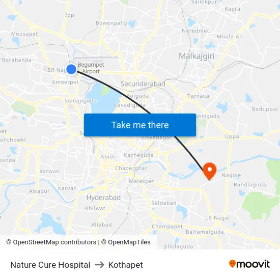 Nature Cure Hospital to Kothapet map
