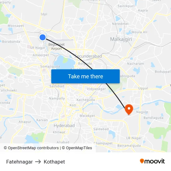 Fatehnagar to Kothapet map