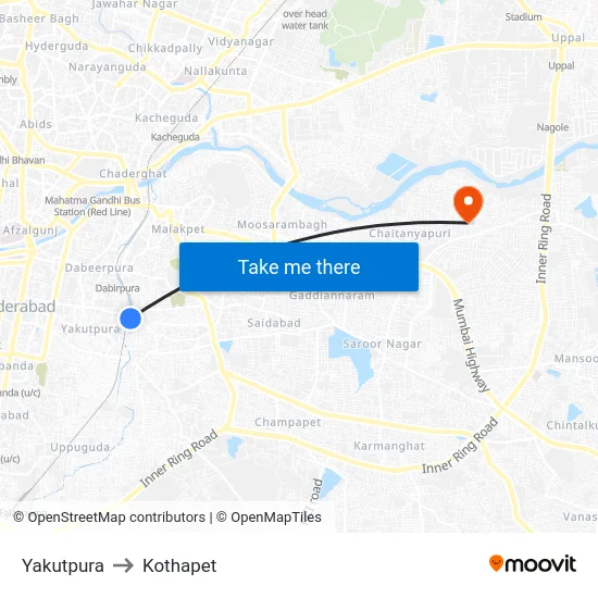 Yakutpura to Kothapet map