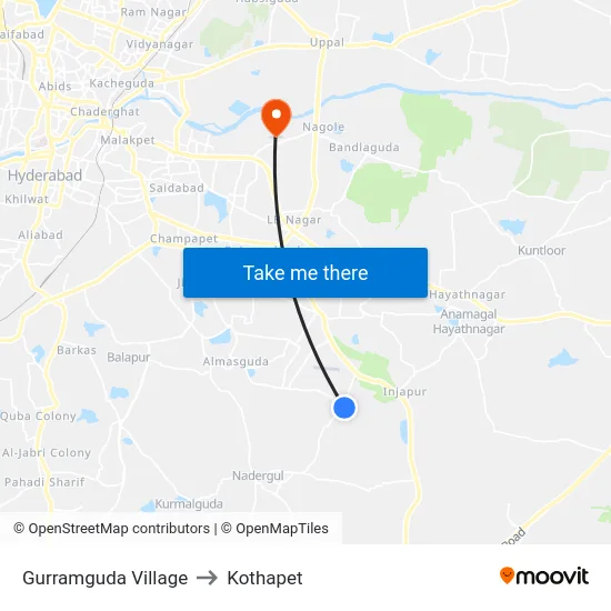 Gurramguda Village to Kothapet map