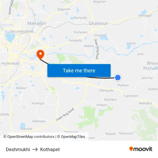 Deshmukhi to Kothapet map