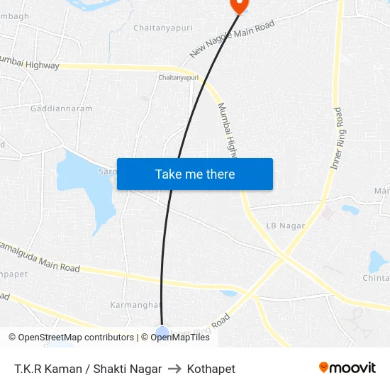 T.K.R Kaman / Shakti Nagar to Kothapet map