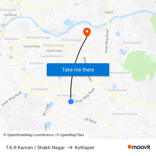 T.K.R Kaman / Shakti Nagar to Kothapet map