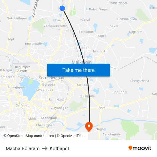 Macha Bolaram to Kothapet map