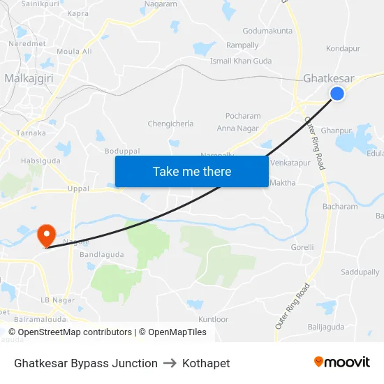 Ghatkesar Bypass Junction to Kothapet map