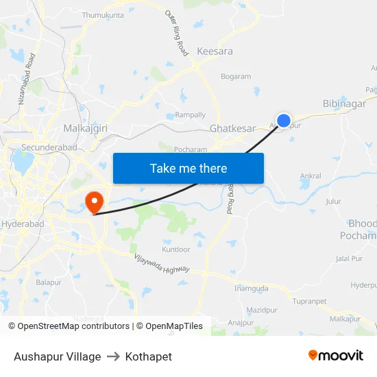 Aushapur Village to Kothapet map