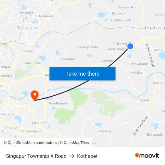 Singapur Township X Road to Kothapet map