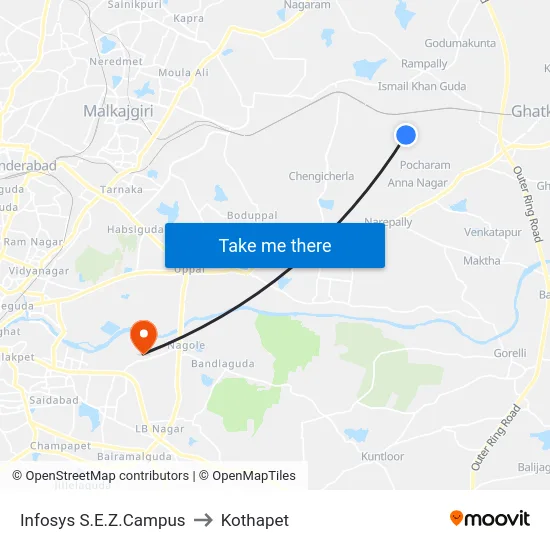 Infosys S.E.Z.Campus to Kothapet map