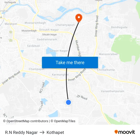 R.N Reddy Nagar to Kothapet map