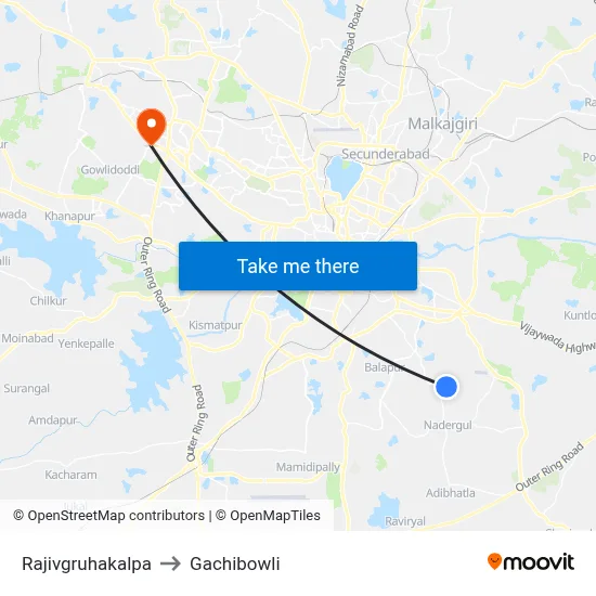 Rajivgruhakalpa to Gachibowli map