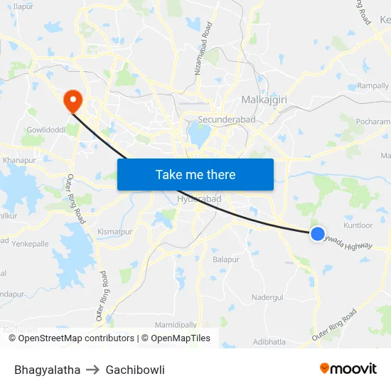Bhagyalatha to Gachibowli map