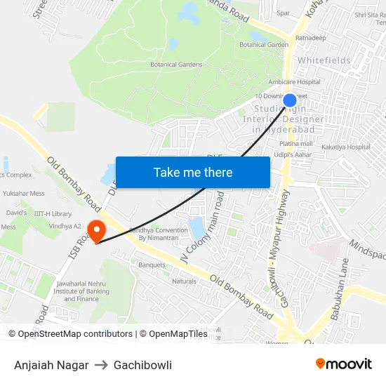 Anjaiah Nagar to Gachibowli map