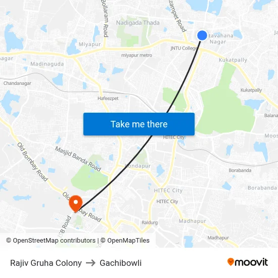 Rajiv Gruha Colony to Gachibowli map