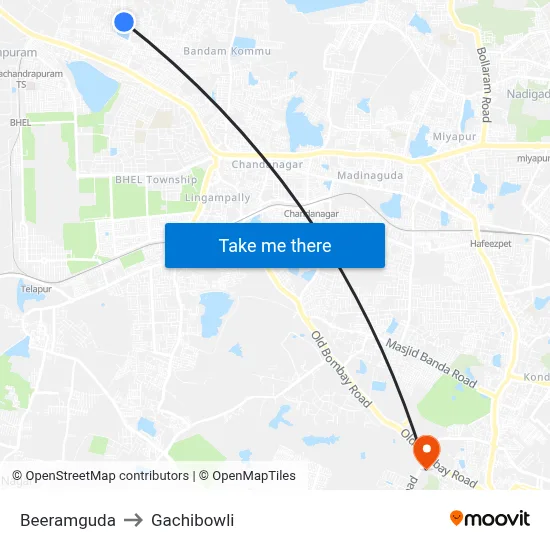 Beeramguda to Gachibowli map