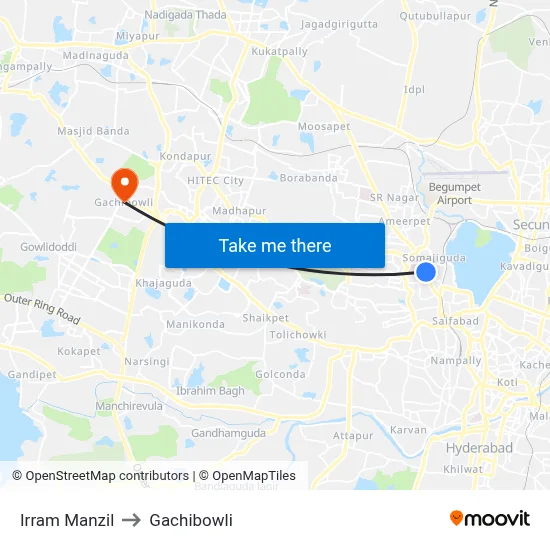 Irram Manzil to Gachibowli map