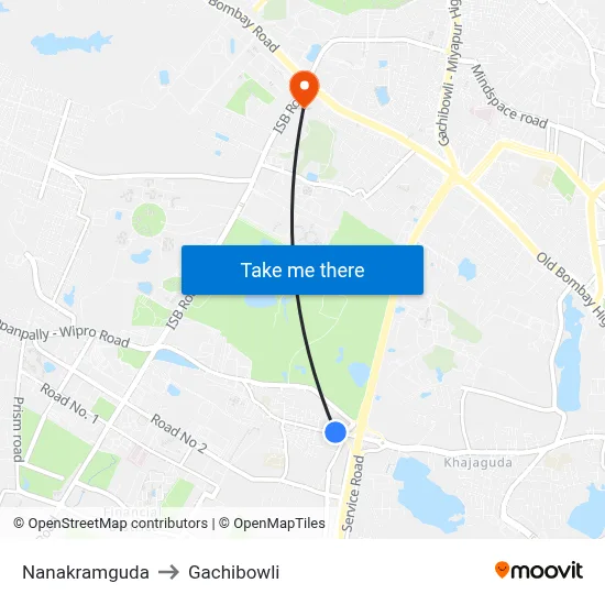 Nanakramguda to Gachibowli map