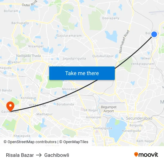 Risala Bazar to Gachibowli map