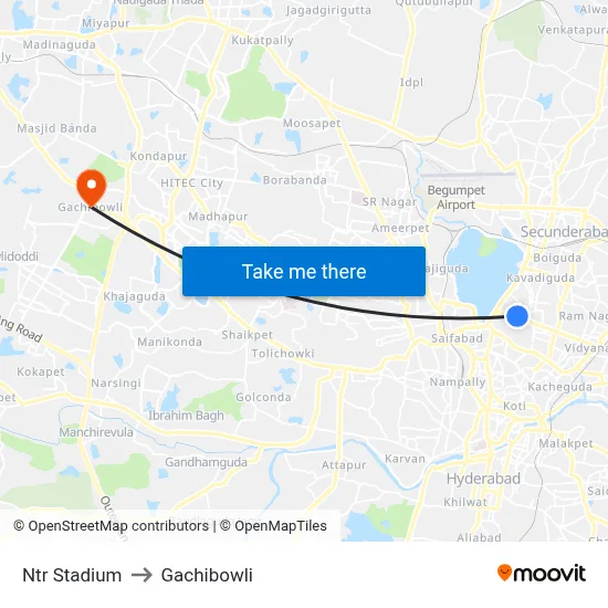 Ntr Stadium Twd Nampally to Gachibowli map