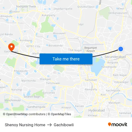 Shenoy Nursing Home to Gachibowli map
