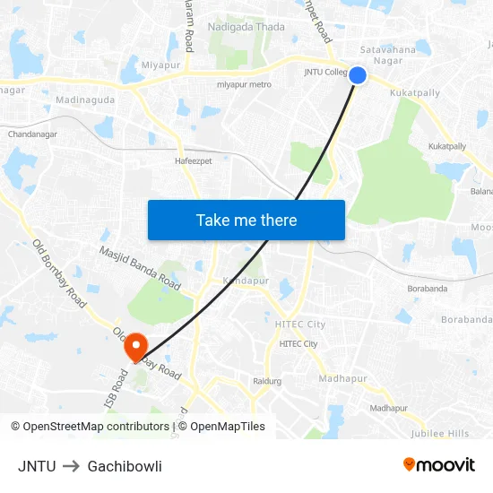 JNTU to Gachibowli map
