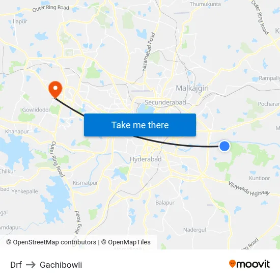 Drf to Gachibowli map