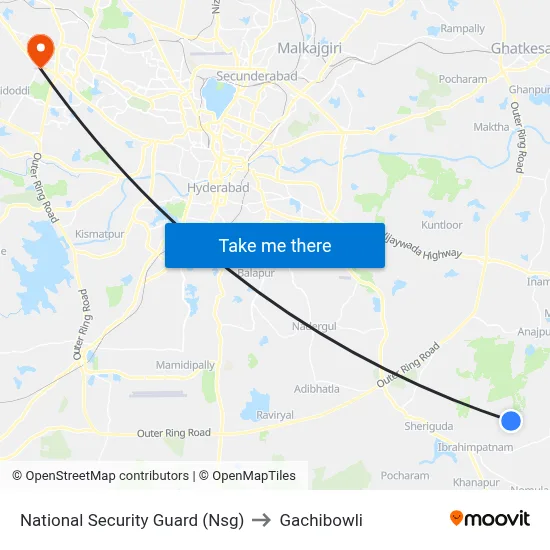 National Security Guard (Nsg) to Gachibowli map